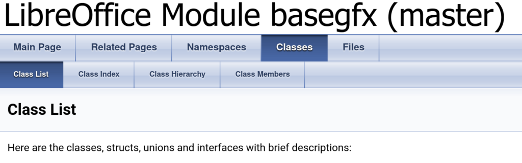 basegfx classes in LibreOffice API documentation